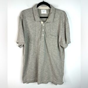 Billy Reid Tan Polo thin Stripe XXL